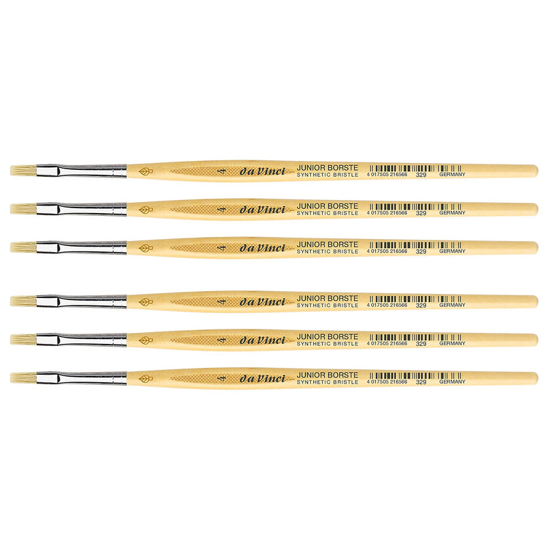 da Vinci JUNIOR BORSTE Tempera Synthetic Student Flat Brush, 6 Brushes/Pack (DVXVA3294-6)