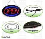 Alpine Industries Open Indoor LED Oval Sign,  23" x 14", 2/Pack (497-02-2PK)