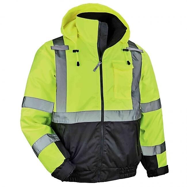 GloWear 8377 Quilted Bomber Jacket, ANSI Class R3, 5XL, Lime (25629)