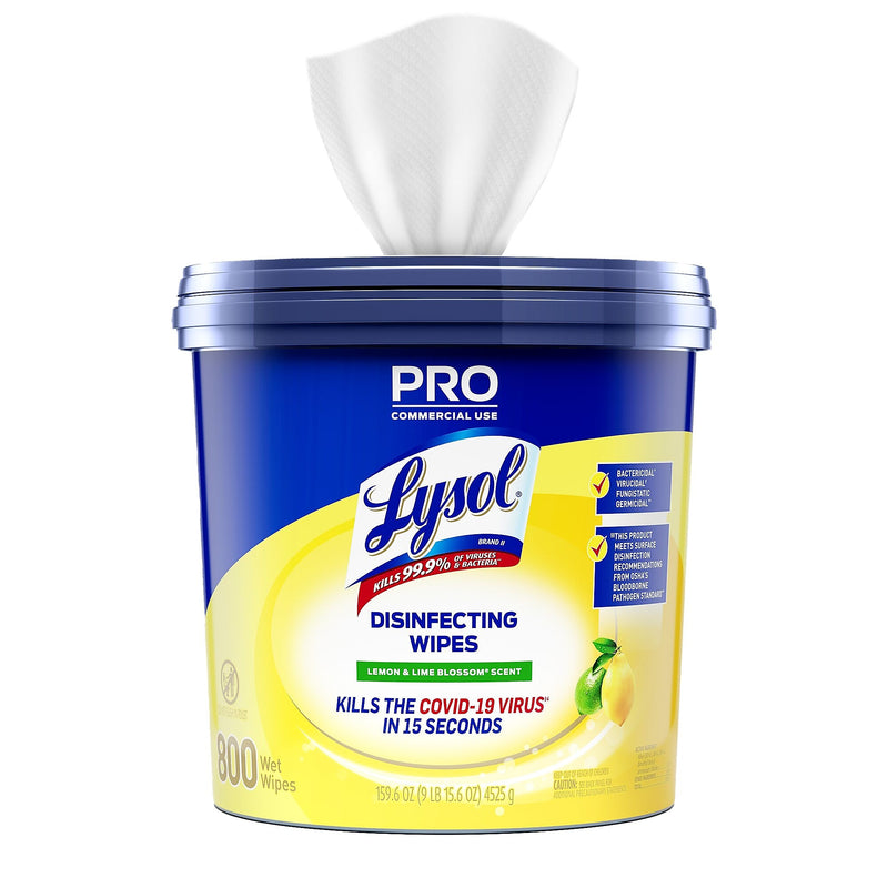 Lysol Pro Disinfecting Wipes, Lemon & Lime Blossom, 800 Wipes/Bucket (1920099856X)