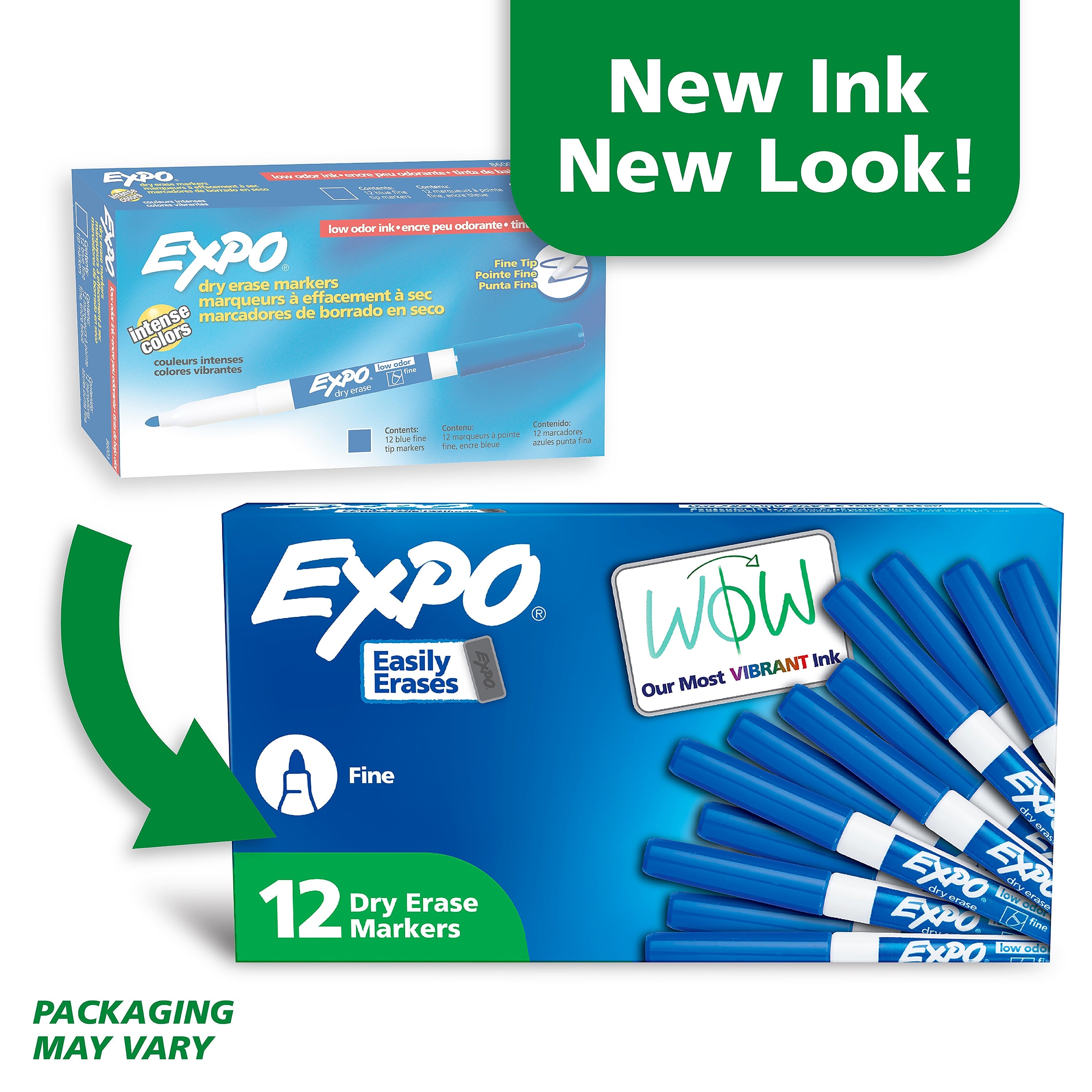 Expo Dry Erase Markers, Fine Tip, Blue, 12/Pack (86003)