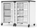 Luxor Mobile 6-Section Modular Classroom Storage Cabinet, 28.75"H x 18.2"D, White (MBS-STR-21-6L)