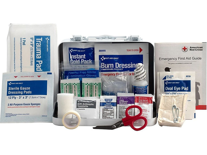 First Aid Only Metal First Aid Kit, ANSI 2021 Class A, 10 People, 76 Pieces (91323)