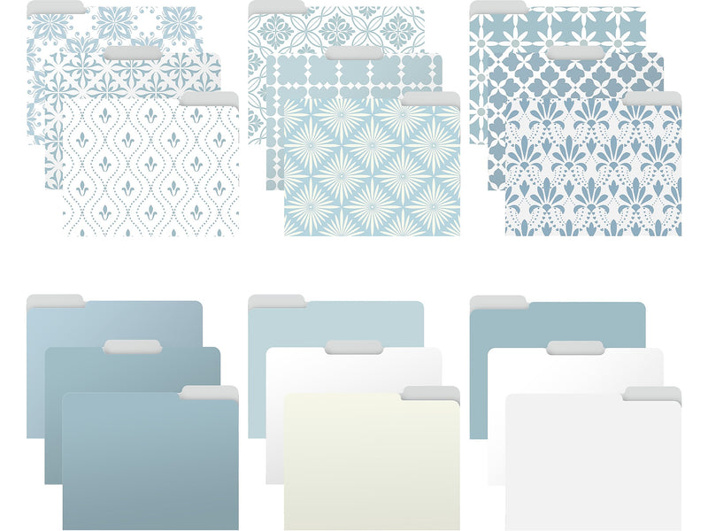 Better Office Soft Floral Tile Heavy-Duty File Folders, 1/3-Cut Tab, Letter Size, Paper Stock, 18/Pack (80033-18PK)