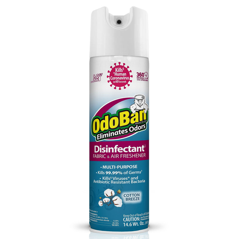 OdoBan Ready to Use Disinfectant Air Freshener & Deodorizer Spray, 14.6 oz., Cotton Breeze Scent (910801-14A)