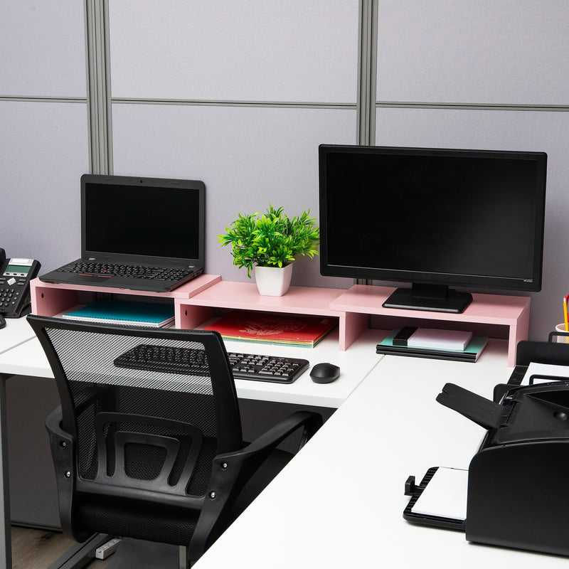 Mind Reader Adjustable Dual Monitor Stand, Up to 44 lbs., Pink (MDFMOND-PNK)