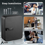 AdirOffice 30-Key Cabinet with Combination Lock and Key Tags, Black (682-30-BLK-689-PKG)