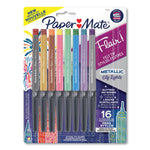 Paper Mate Flair Metallic Felt Tip Pens, Medium Point, 0.7mm, Assorted Ink, 16/Pack  (SAN2129448)