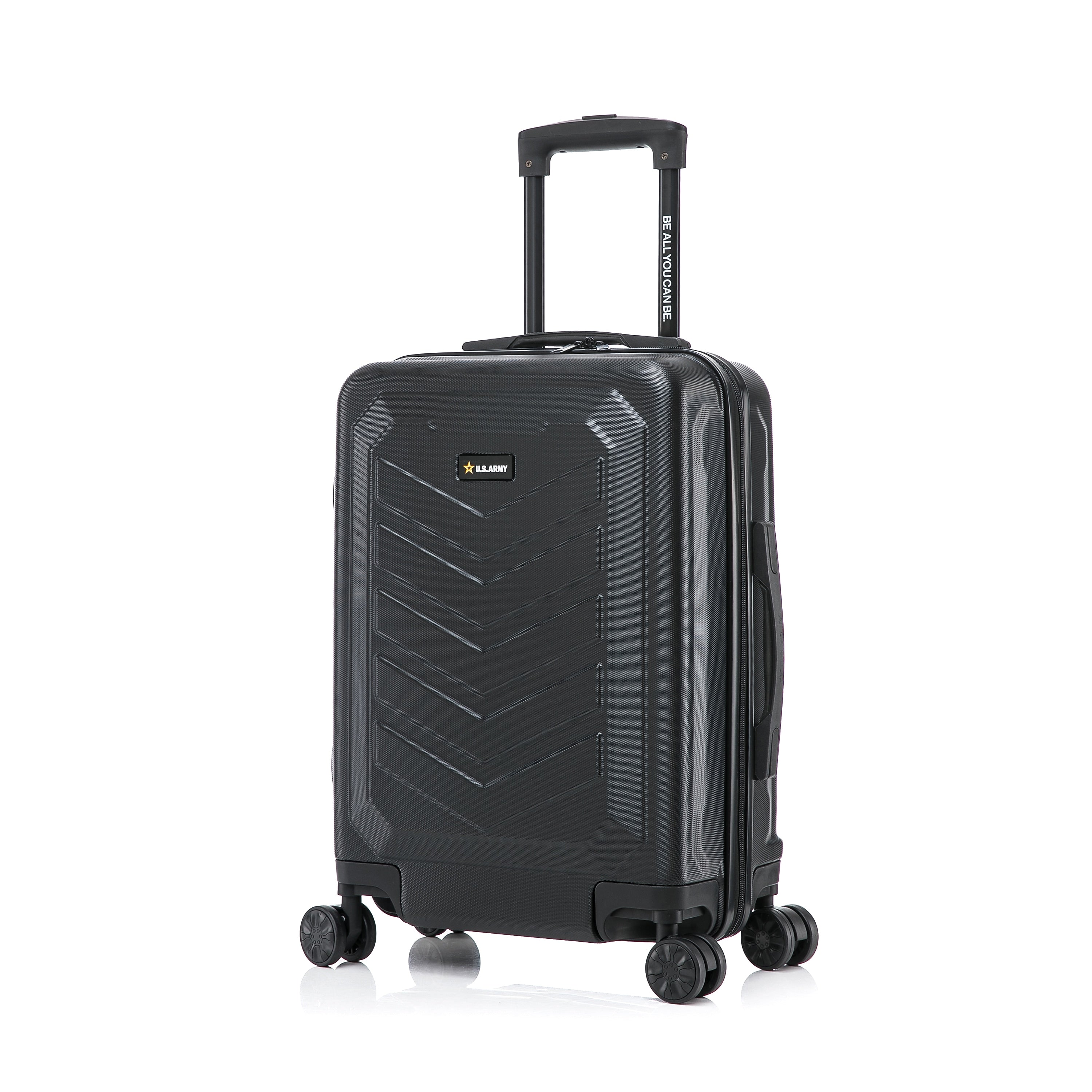 US Army FOX 20" Hardside Carry-On Suitcase, 4-Wheeled Spinner, TSA Checkpoint Friendly, Black (USLFOX00S-BLK)