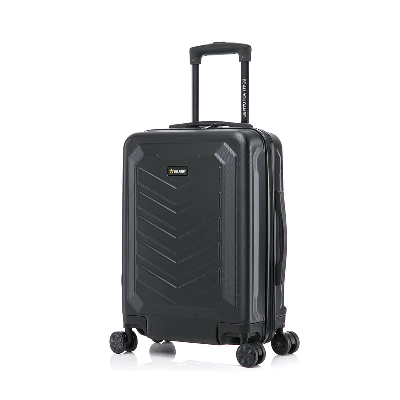 US Army FOX 20" Hardside Carry-On Suitcase, 4-Wheeled Spinner, TSA Checkpoint Friendly, Black (USLFOX00S-BLK)