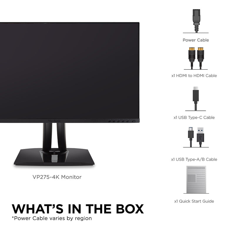 ViewSonic 27" 4K Ultra HD 60Hz LED Monitor, Black (VP275-4K)