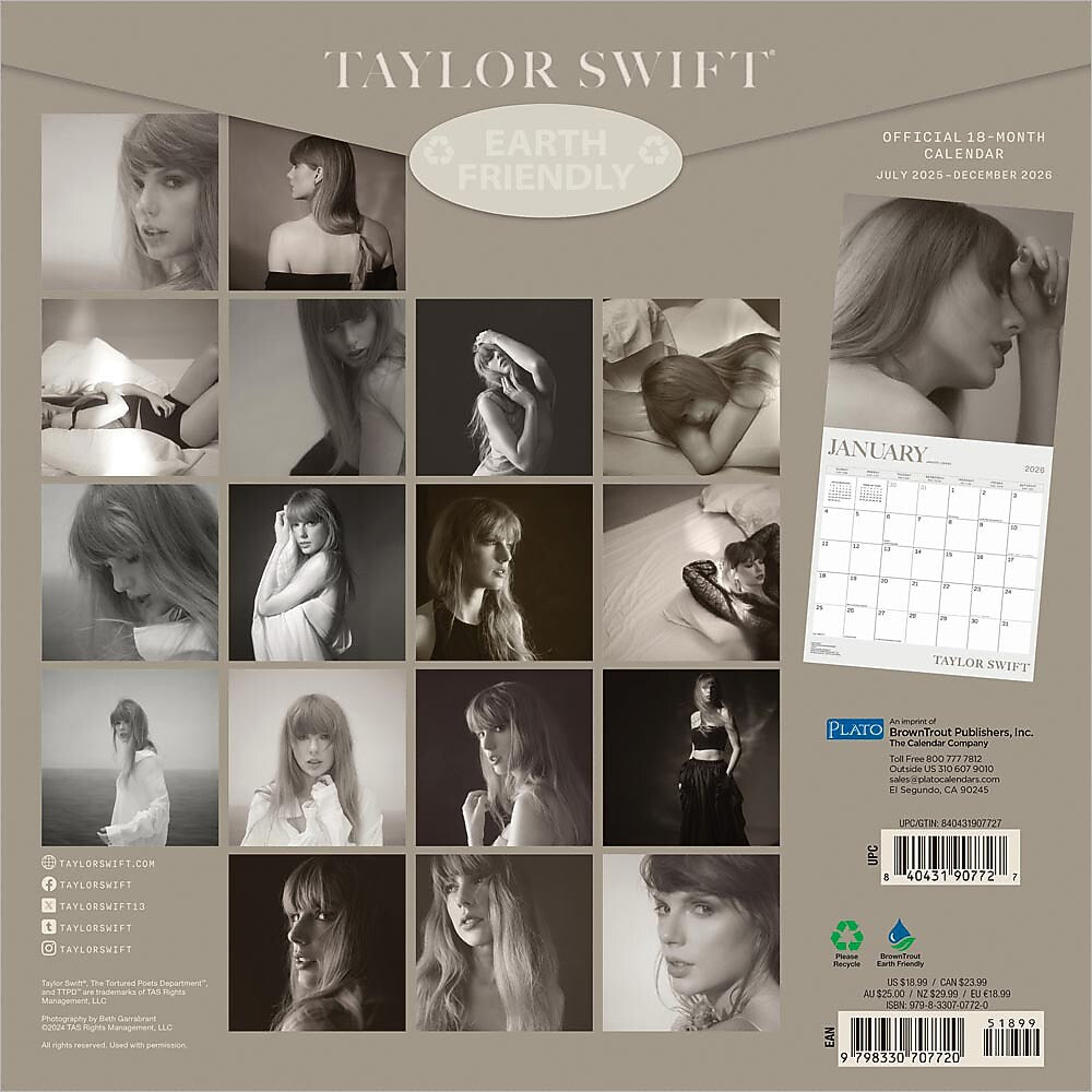 2025-2026 Plato Taylor Swift 12" x 12" Academic Monthly Wall Calendar  (9798330707720)