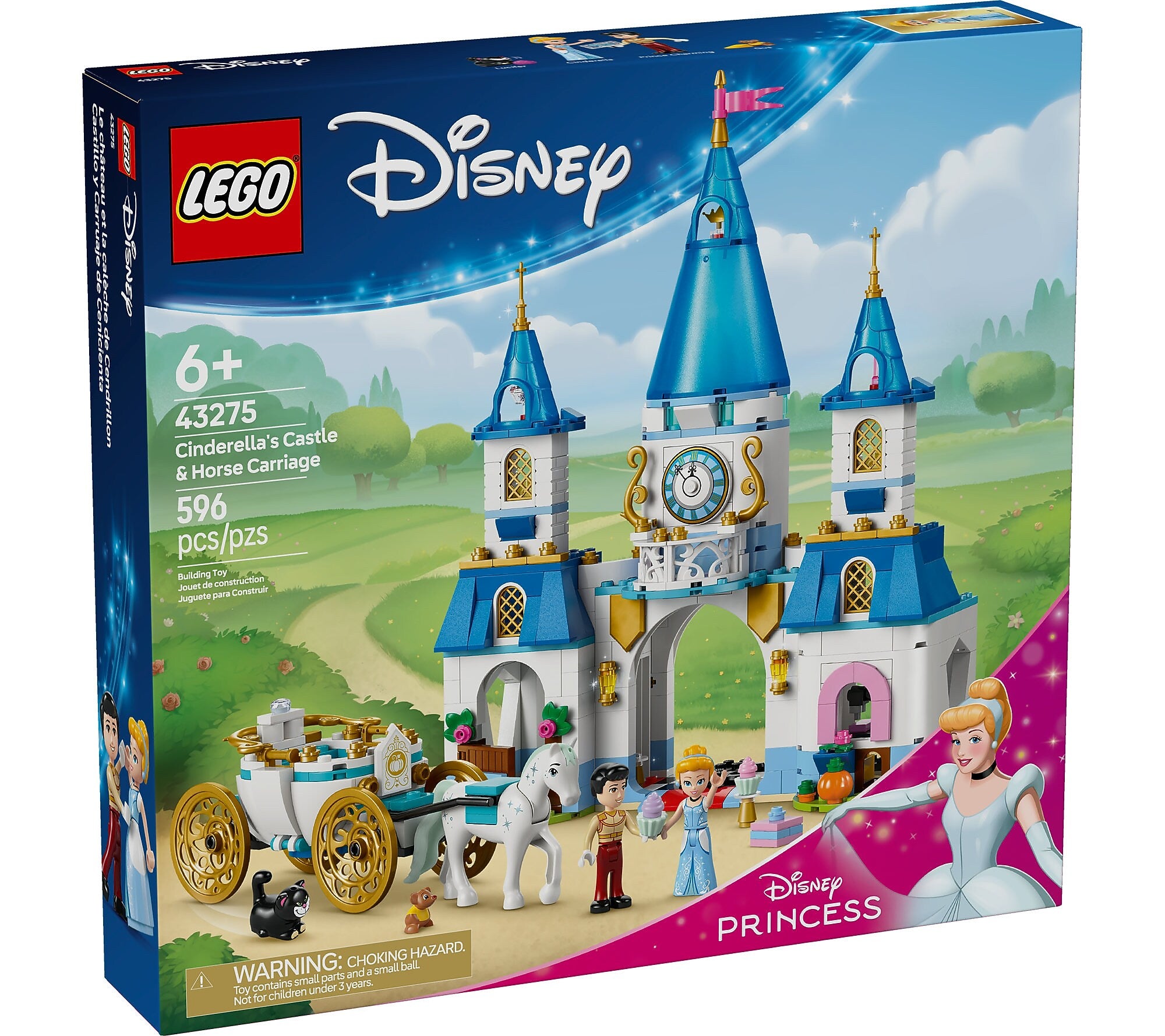 LEGO Disney Princess Cinderellas Castle & Horse Carriage, 596 Pieces (43275)