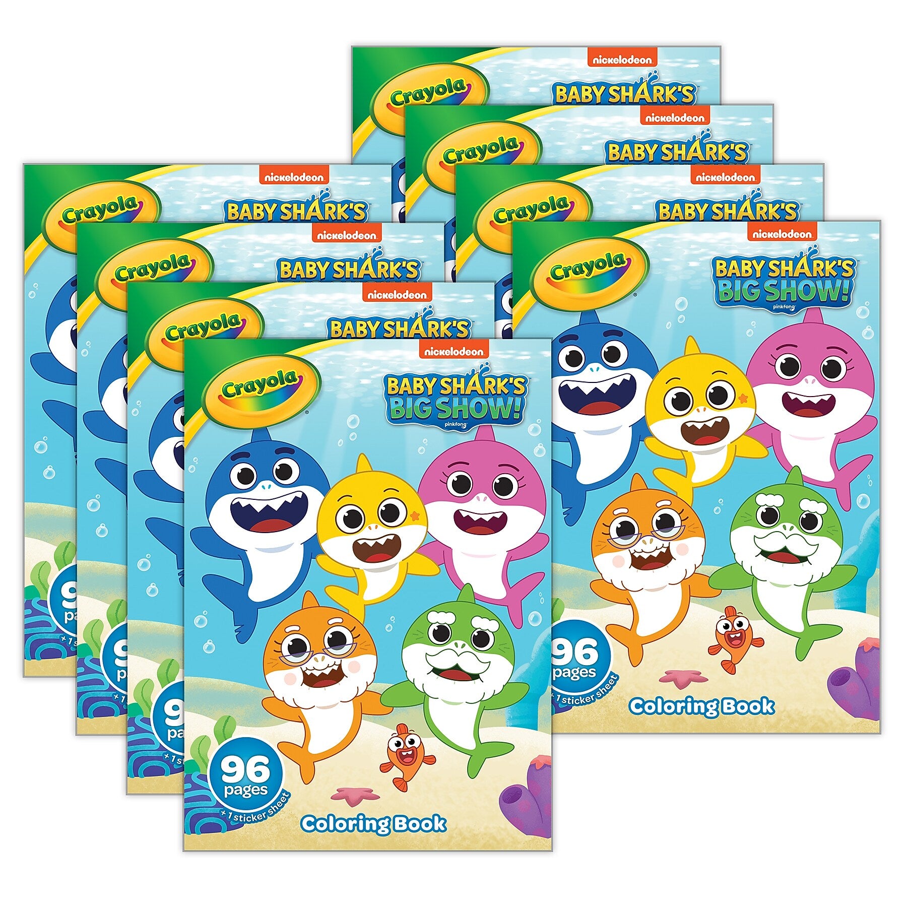 Crayola Baby Shark Coloring Book, 96 Pages, 8/Bundle (BIN042642-8)