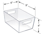 Azar Small Open Lid Plastic Storage Bin, 4" x 9"x 6", 5 Qt., Clear, 4/Pack (556233-4PK)