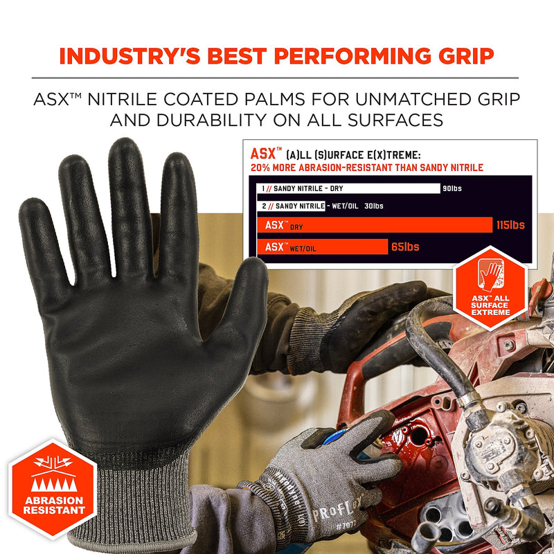 Ergodyne ProFlex 7072 Nitrile Coated Cut-Resistant Gloves, ANSI A7, Gray, Large, 12 Pair (10304)