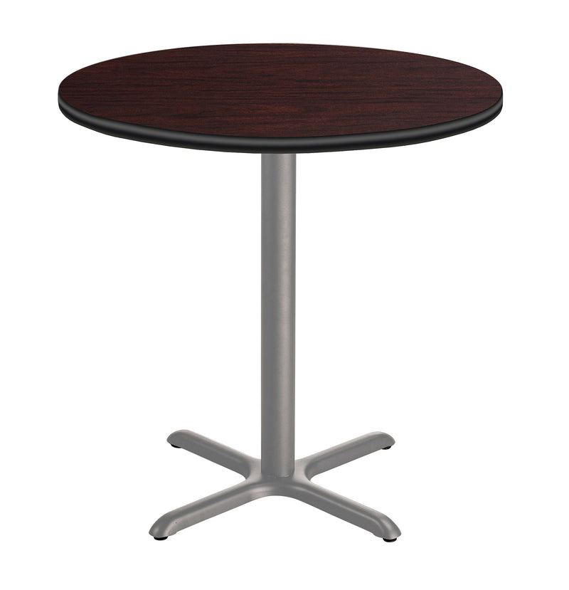 NPS CT Series 36" Round 42" Height Cafe Table, X Base, Grey Frame/Mahogany Top (CTG13636XBPBTMMY)