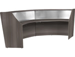 Regency Marque 124.5"W Curved Reception Desk Workstation, Driftwood Gray (77312GY)