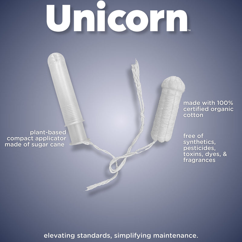 Unicorn Cotton Tampons, Plant-Based Applicator, 60/Cartridge, 6 Cartridges/Pack (TOP-08159)