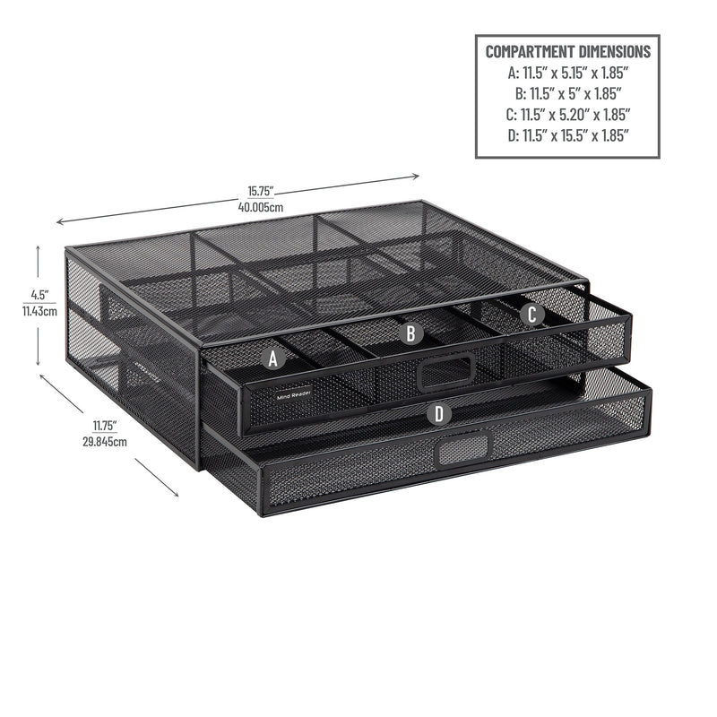 Mind Reader Two-Tier Monitor Stand Laptop Riser, Up to 30 lbs., Black (2TDMESHY-BLK)