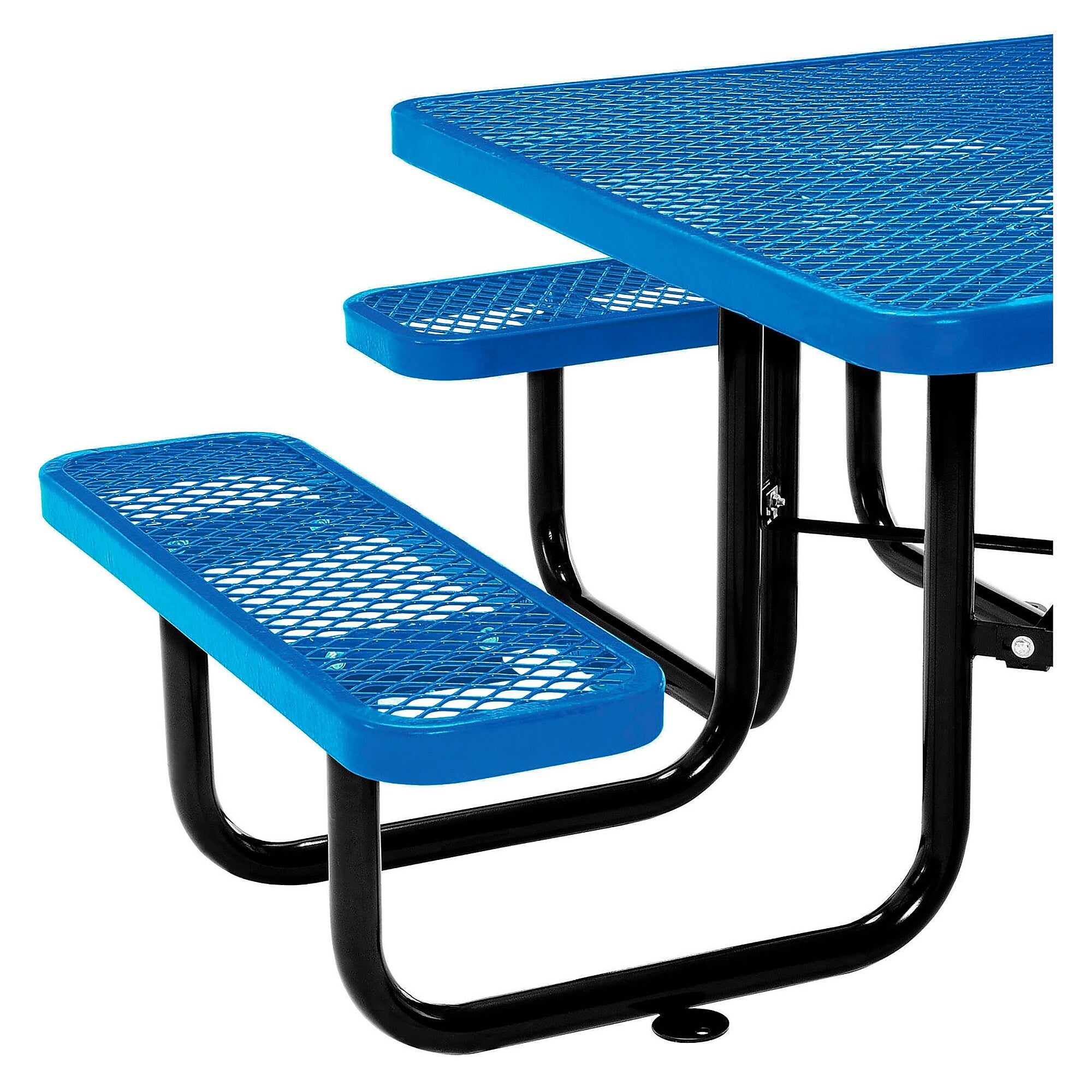 Global Industrial 46" Square Outdoor Steel Picnic Table, Expanded Metal, Blue (277151BL)