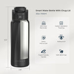 WaterH BOOST Stainless Steel Triple Wall Insulated Smart Water Bottle, 32 oz., Black (B003BK)