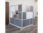 Luxor Workflow Series 6-Panel Freestanding Modular Room Divider System Starter Wall with Whiteboard, 70"H x 53"W, Gray/Silver