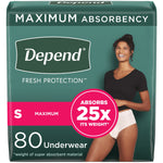 Depend Fresh Protection Adult Incontinence Underwear for Women, Disposable, Small, Blush, 80 Count (54196)