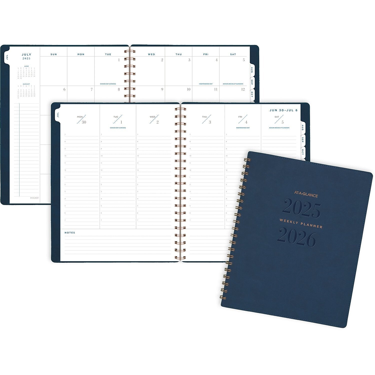 2025-2026 AT-A-GLANCE Signature 8.5" x 11" Academic Weekly & Monthly Planner, Faux Leather Cover, Navy