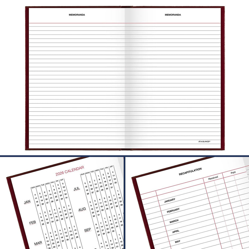 AT-A-GLANCE 2026 Hardcover Diary, 5.75" x 8.25", Wide-Ruled, Red (SD387-13-26)