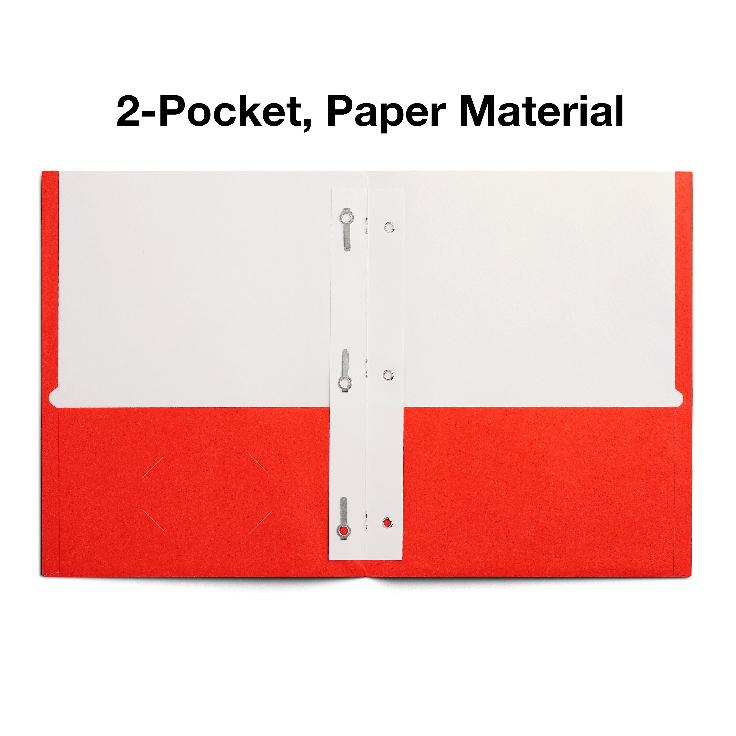 Staples Smooth 2-Pocket Paper Folder with Fasteners, Orange, 25/Box (50775/27543-CC)