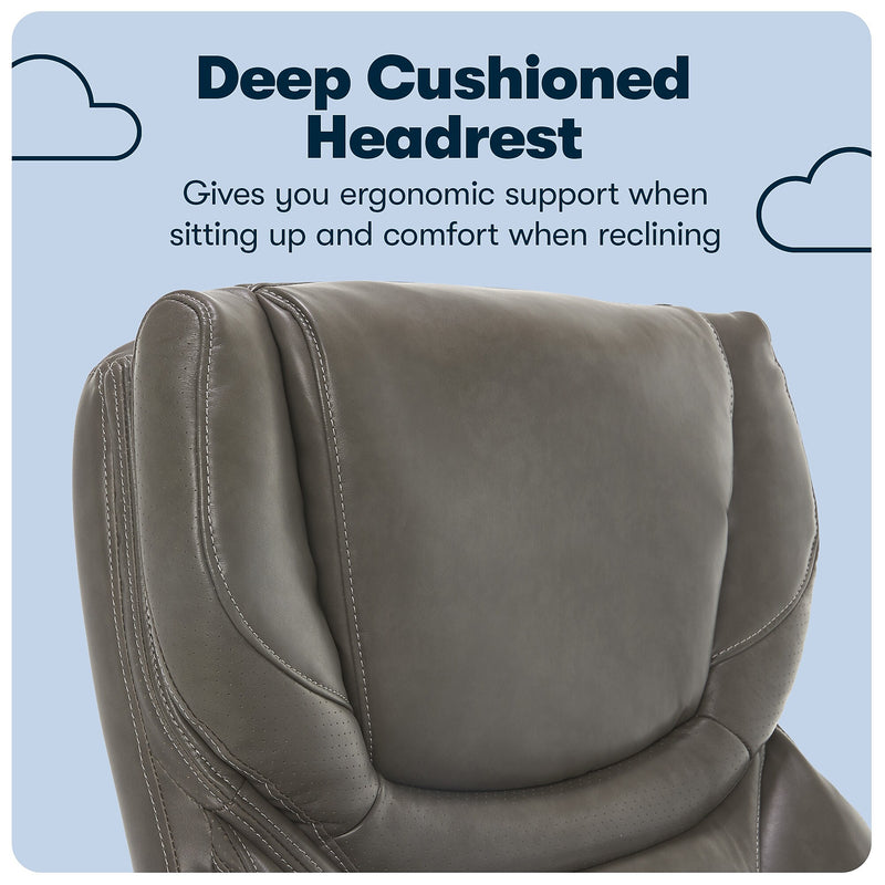Serta Big and Tall Ergonomic Bonded Leather Executive Big & Tall Chair, 350 lb. Capacity, Gray (43506C)