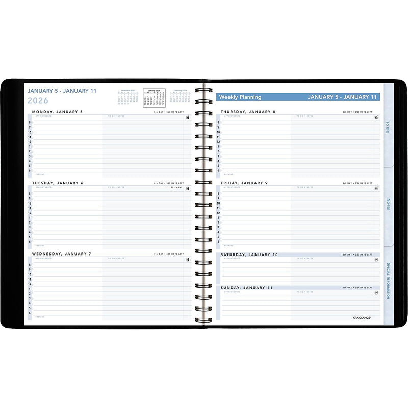 2026 AT-A-GLANCE The Action 8" x 11" Weekly Appointment Book, Faux Leather Cover, Black (70-EP01-05-26)