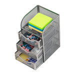 Mind Reader 4-Compartment Metal Desk Organizer, Silver (MESHMINI-SIL)