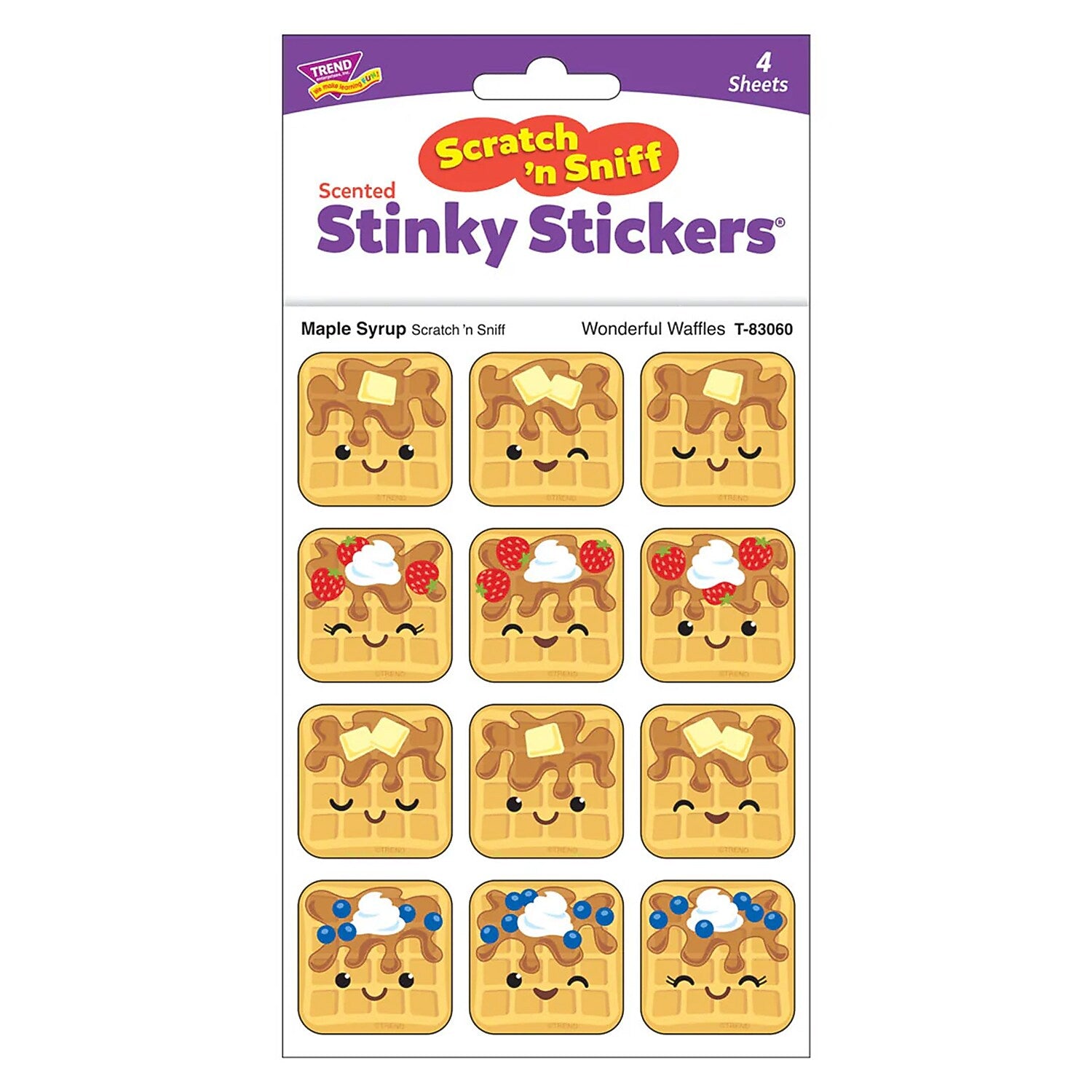Trend Enterprises Wonderful Waffles Maple Syrup Scent Scratch 'n Sniff Stinky Stickers, Multicolored, 48/Pack, 6/Packs/Bundle