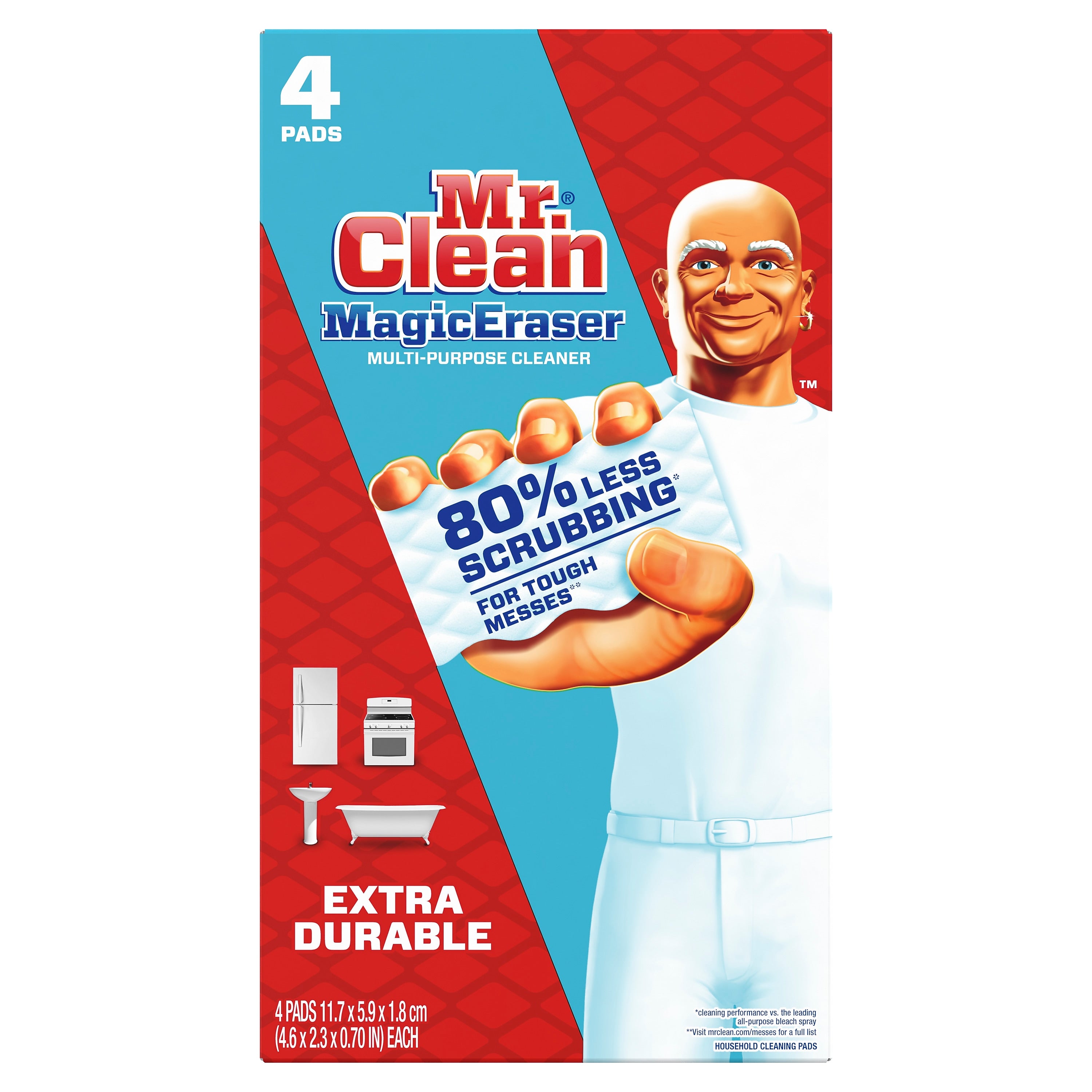 Mr. Clean Magic Eraser Extra Durable Scrubber, White, 4/Pack (82038)