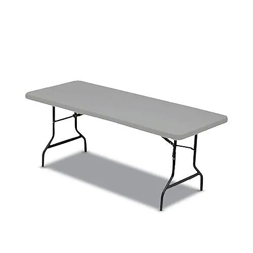 AbilityOne SKILCRAFT Blow Molded Folding Table, Rectangular, 72" x 30" x 29", Gray (7105016976846)