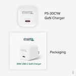 Plugable GaN USB-C Wall Charger, 30W, White (PS-30C1W)