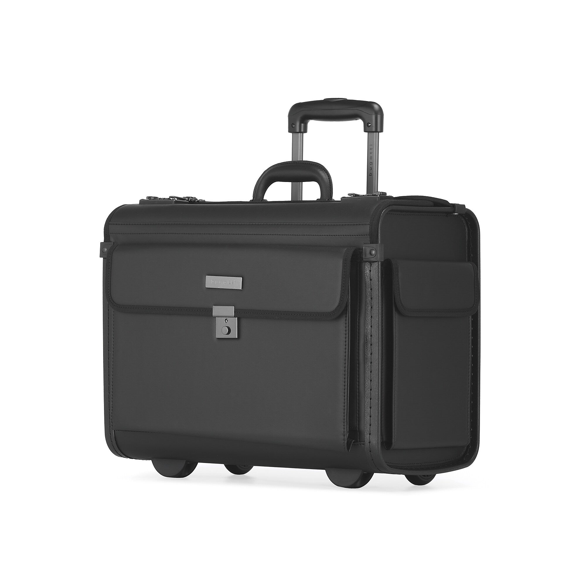 Bugatti Warren Briefcase, Laptop Compatible, Rolling, Black (BZCW0704-Black)