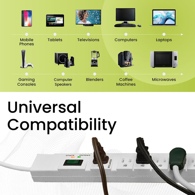 GoGreen Power 6' Metal Surge Protector, 7 Outlets, White (GG-17636)