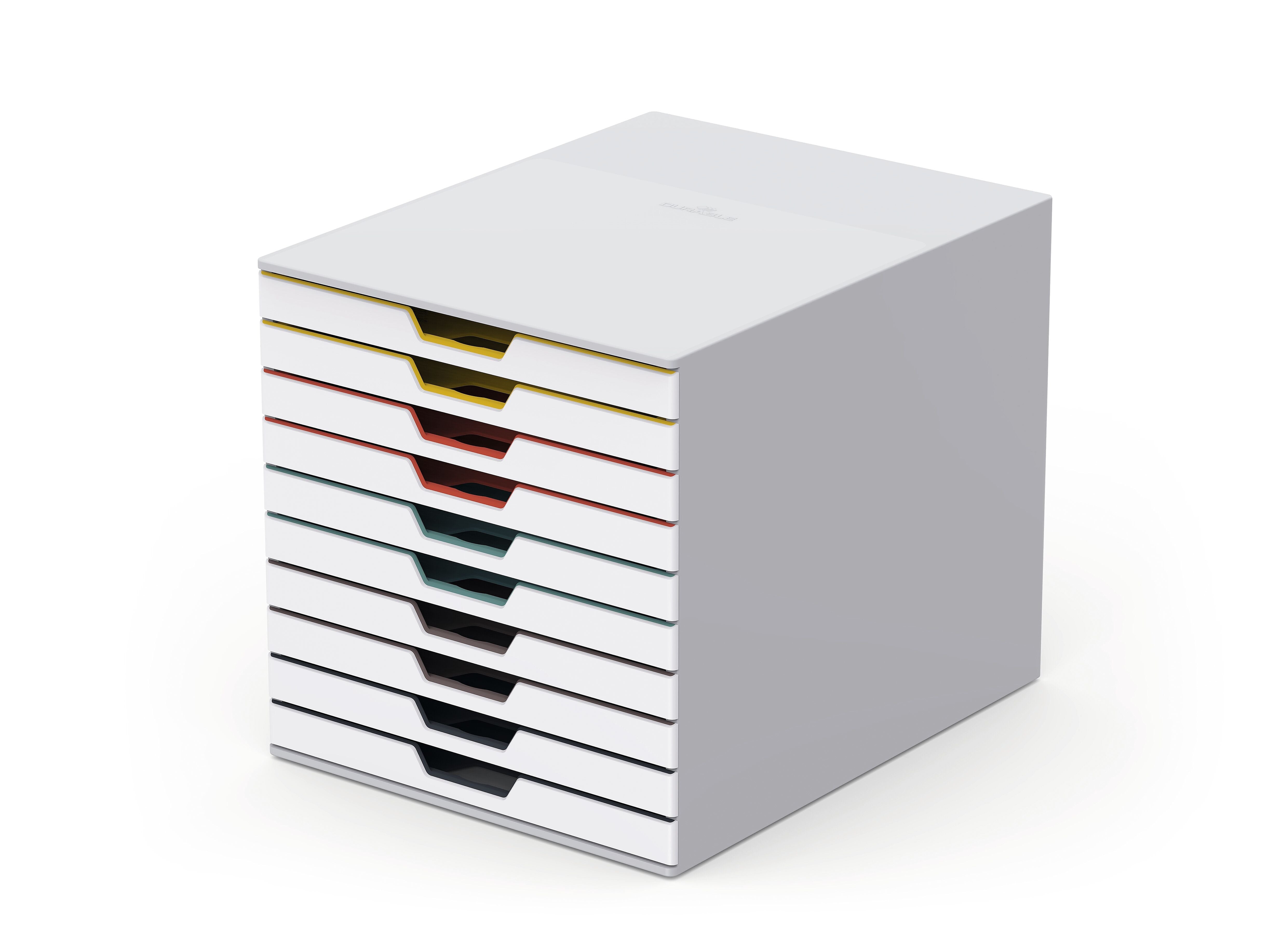 Durable Varicolor Stackable Storage Drawer, 10 Drawers, Plastic, Multicolor (763027)