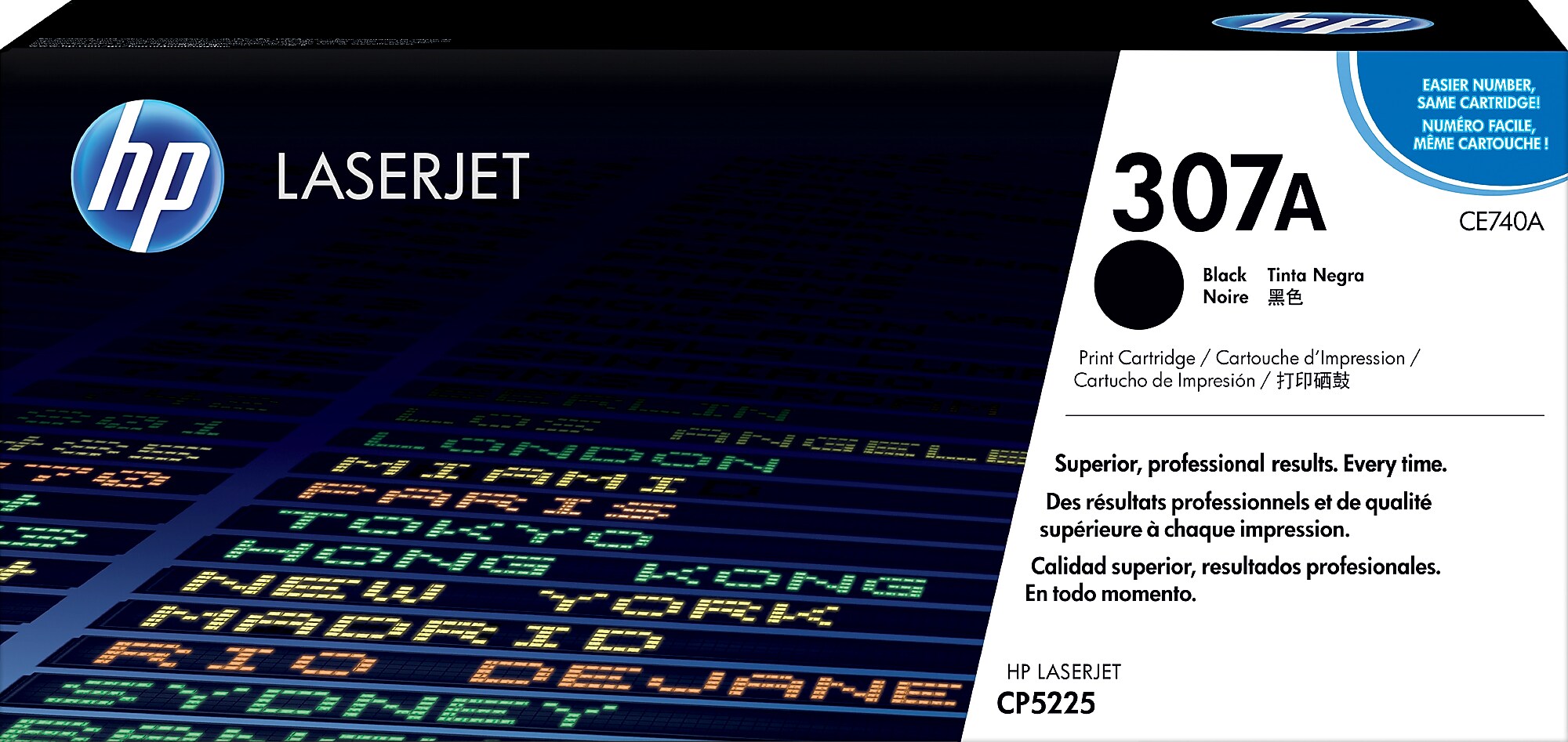 HP 307A Black Standard Yield Toner Cartridge, Prints Up to 7,000 Pages (CE740A)