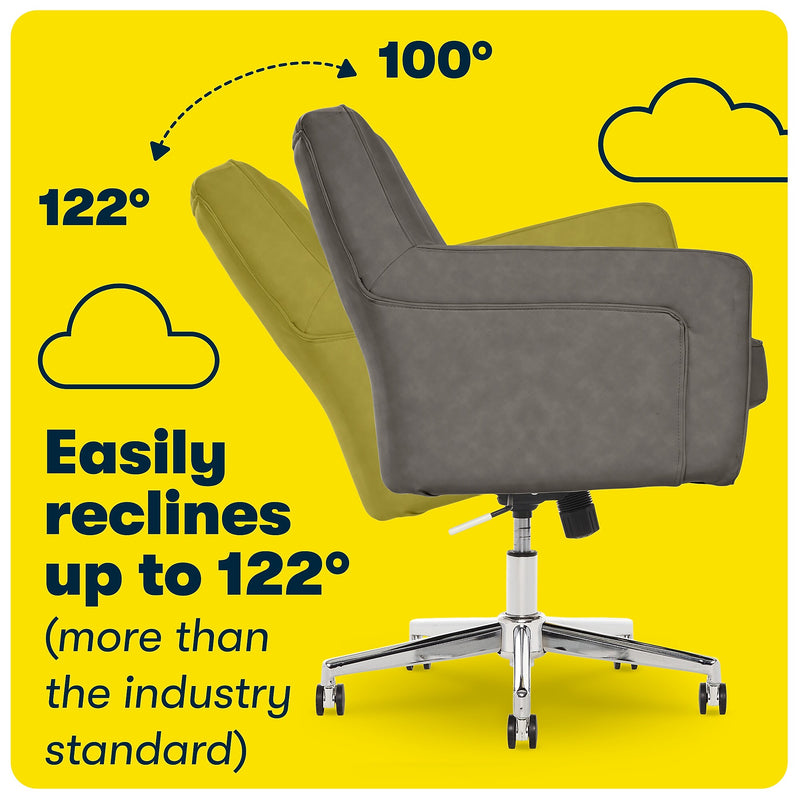 Serta Style Ashland Bonded Leather Swivel Computer and Desk Chair, Gray (47140G)