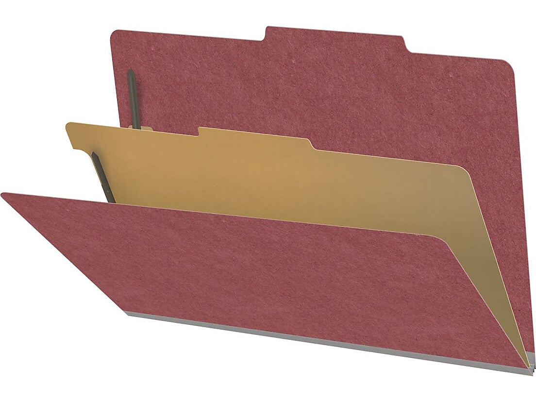 Medical Arts Press Pressboard Classification Folder, 1 Divider, 2" Expansion, Legal Size, Dark Red, 10/Box (DV-T52-14-3ARD)
