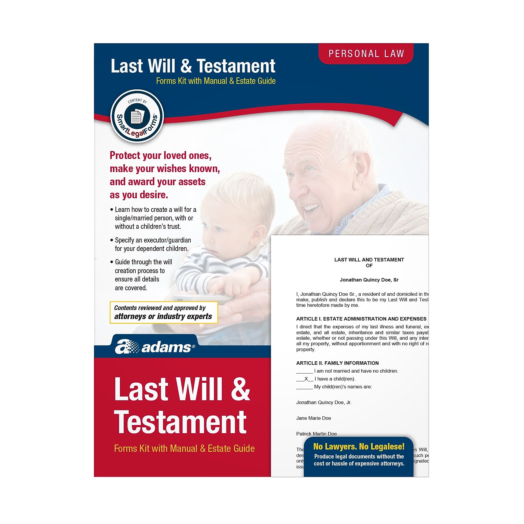 Adams Preprinted Wills Forms, 11"H x 8.5"W (K307)