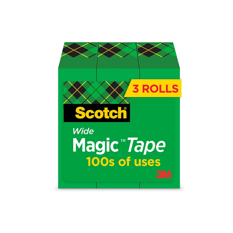 Scotch Magic Invisible Clear Tape Refill, 1" x 72 yds., 3" Core, Clear, 3 Rolls/Pack (810-72-3PK)