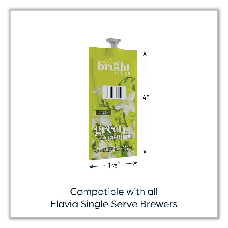 FLAVIA The Bright Tea Co. Green with Jasmine Tea Freshpack, Green with Jasmine, 0.07 oz Pouch, 100/Carton