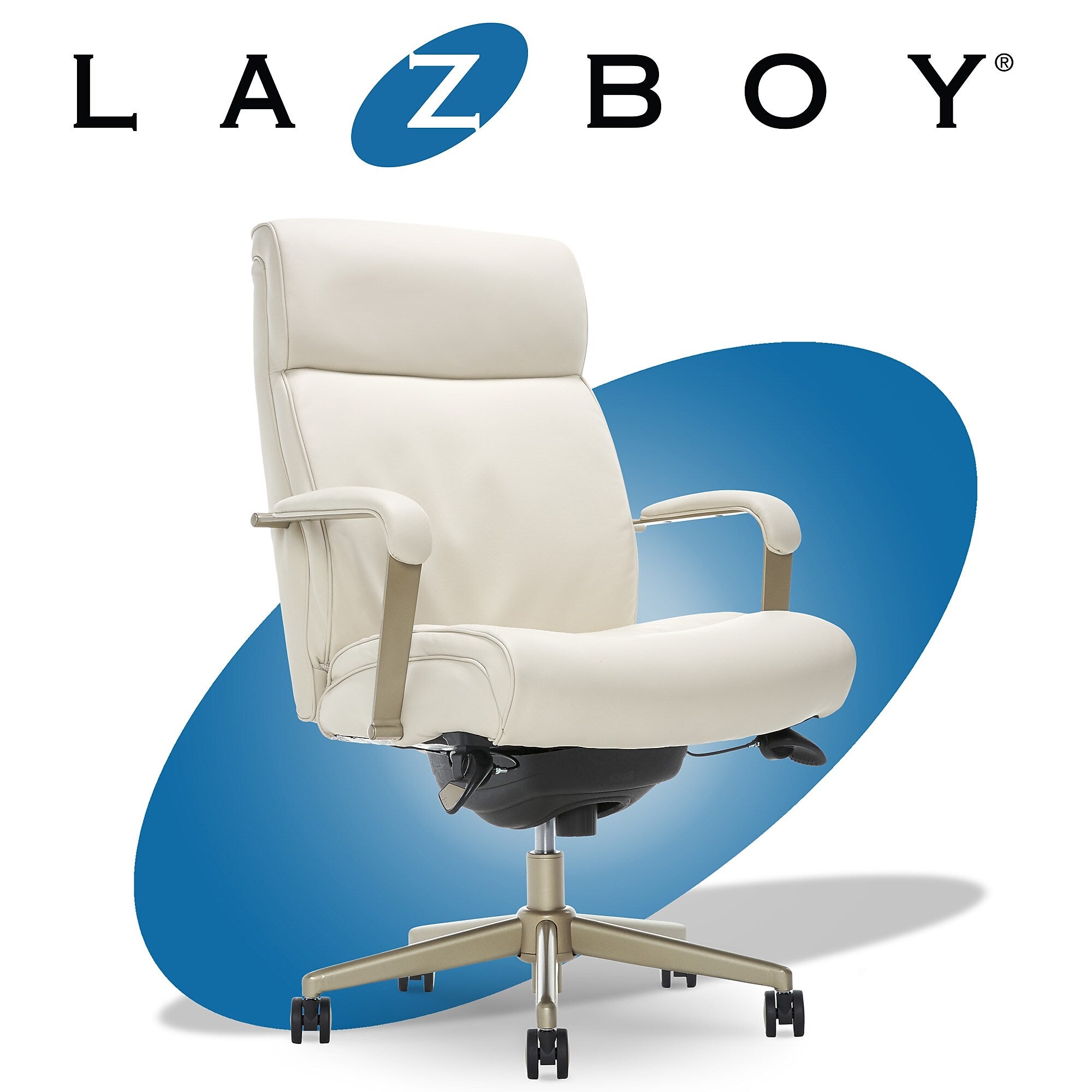 La-Z-Boy Melrose Ergonomic Bonded Leather Swivel Executive Chair, White (CHR10084B)