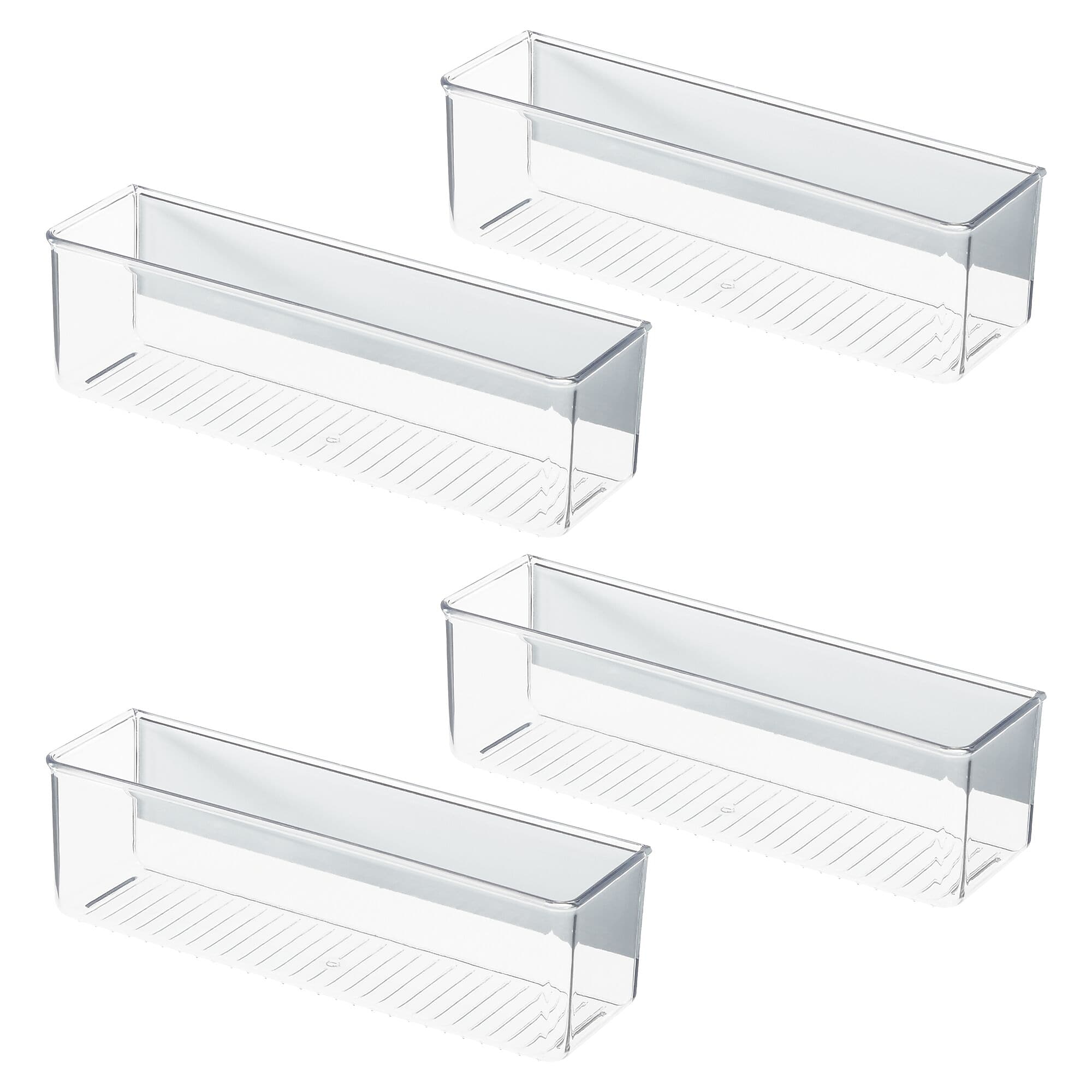 iDESIGN Magnetic Small Plastic Storage Bins, 3.25" x 11" x 3", Clear, 4/Pack (28131M4)