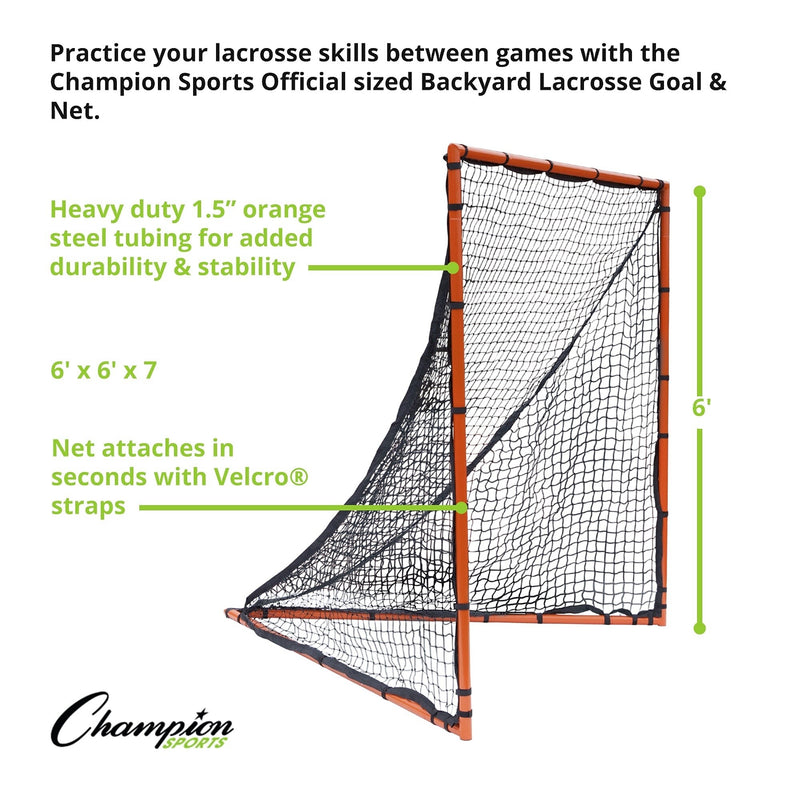 Champion Sports Backyard Lacrosse Goal & Net, Orange/Black (CHSLNGL)